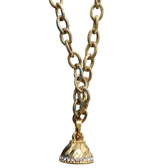 🆕 Adrienne Goldtone Tassel Necklace White 18” Chain 4” Tassel - Picture 3 of 5